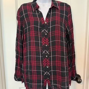 J. Jill Red and Black Plaid Shirt
